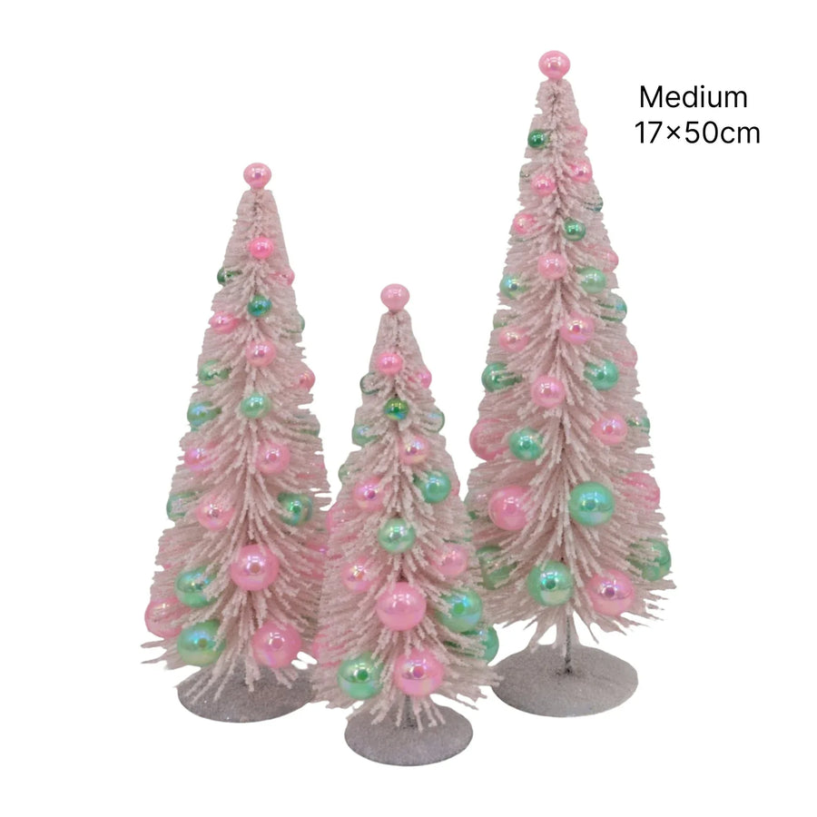 Bulk 4 Xmas Pink Iridescent Bauble Tree Med 17x50cm