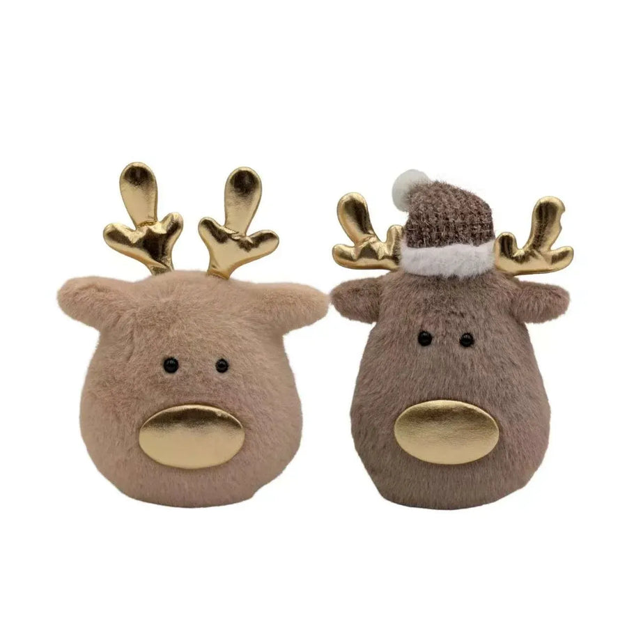 Xmas Fabric Reindeer deco14x6.5x18cm 2 Asst