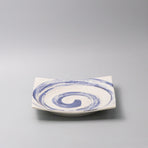 Square Plate 23cm Blue Swirl Glaze