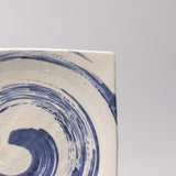 Square Plate 23cm Blue Swirl Glaze - Front View