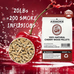 ASMOKE 100% Natural Cherry Wood BBQ Smoker Pellets (9kg / 20lbs)