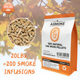 ASMOKE 100% Natural Premium Oak Wood BBQ Pellets for Smoker & Grill (9kg / 20lbs) - Side View