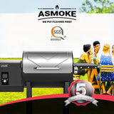Asmoke AS500N-2 WOOD PELLET GRILL SILVER - Close-Up Angle