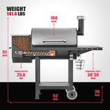 Asmoke AS660N-2 WOOD PELLET GRILL SILVER - 45-Degree Angle