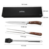 ASMOKE BBQ Knife Brush and Fork Set - Front View