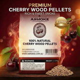 ASMOKE 19kg (40lbs) Premium Cherry Wood BBQ Smoker Pellets Bulk Bundle (8 x 2.27kg Bags) - Side View