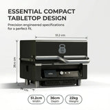 ASMOKE Essential Portable Wireless Pellet Smoker - Battery Powered 8-in-1 Mini BBQ Grill with Smart Temp Control & Meat Probe for Camping & RV - Side View