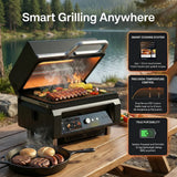 ASMOKE Essential Portable Wireless Pellet Smoker - Battery Powered 8-in-1 Mini BBQ Grill with Smart Temp Control & Meat Probe for Camping & RV - 45-Degree Angle