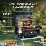 ASMOKE Essential Portable Wireless Pellet Smoker - Battery Powered 8-in-1 Mini BBQ Grill with Smart Temp Control & Meat Probe for Camping & RV - Rear View