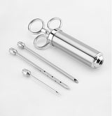 ASMOKE Stainless Steel Meat Injector Syringe Kit - Front View