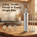 ASMOKE Stainless Steel Meat Injector Syringe Kit - Top-Down View