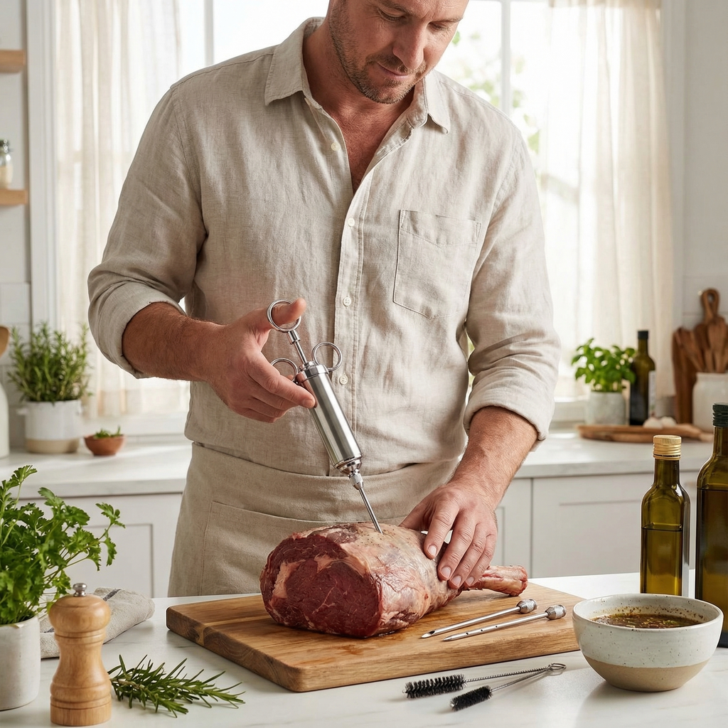 ASMOKE Stainless Steel Meat Injector Syringe Kit