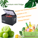 ASMOKE Premium Mini Fridge | 37L Compact Refrigerator with Roll-Bond Evaporator & Internal Light for Camping, RV & BBQ