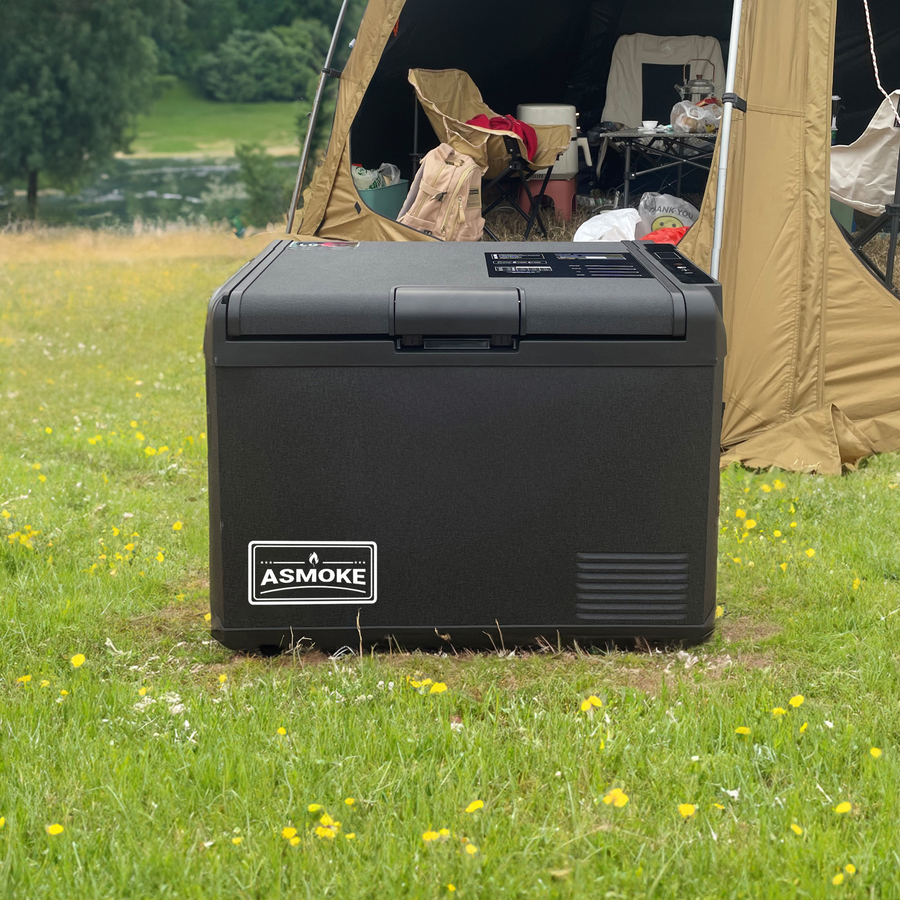 ASMOKE Premium Mini Fridge | 47L Compact Refrigerator with Roll-Bond Evaporator & Internal Light for Camping, RV & BBQ