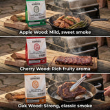 ASMOKE 3-Piece Premium Wood Pellet Variety Pack - Oak, Cherry & Apple (3 x 2.27kg Bags) - Rear View