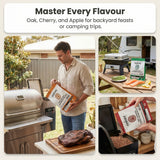 ASMOKE 3-Piece Premium Wood Pellet Variety Pack - Oak, Cherry & Apple (3 x 2.27kg Bags) - Close-Up Angle