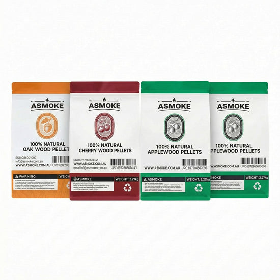ASMOKE 4-Piece Premium Wood Pellet Variety Pack - Oak, Cherry & 2x Apple (4 x 2.27kg Bags)