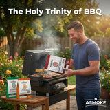 ASMOKE 4-Piece Premium Wood Pellet Variety Pack - Oak, Cherry & 2x Apple (4 x 2.27kg Bags) - Low Angle