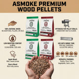 ASMOKE 20lbs (9kg) Wood Pellet Sampler Bundle - 2-Flavour Variety Pack (2x Cherry, 2x Apple) - Best for Pork, Ribs & Poultry - Front View