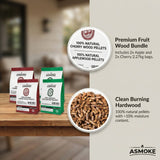 ASMOKE 20lbs (9kg) Wood Pellet Sampler Bundle - 2-Flavour Variety Pack (2x Cherry, 2x Apple) - Best for Pork, Ribs & Poultry - 45-Degree Angle
