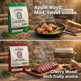 ASMOKE 20lbs (9kg) Wood Pellet Sampler Bundle - 2-Flavour Variety Pack (2x Cherry, 2x Apple) - Best for Pork, Ribs & Poultry - Rear View