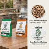 ASMOKE 4-Piece Premium Wood Pellet Variety Pack - Oak & Apple (2x Oak, 2x Apple) - 45-Degree Angle