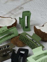 Claw Clip - Medium Elongated Rectangle - Seaweed - Front View