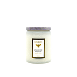 Elegant Embossed Glass Candle with Silk Flower Accents