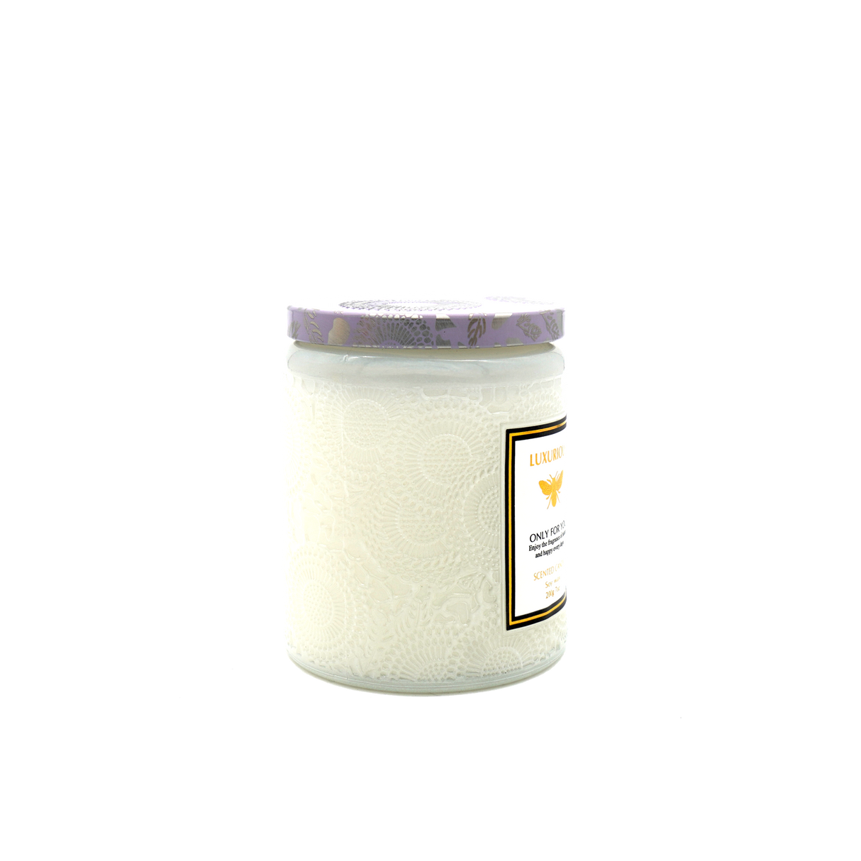 Elegant Embossed Glass Candle with Silk Flower Accents