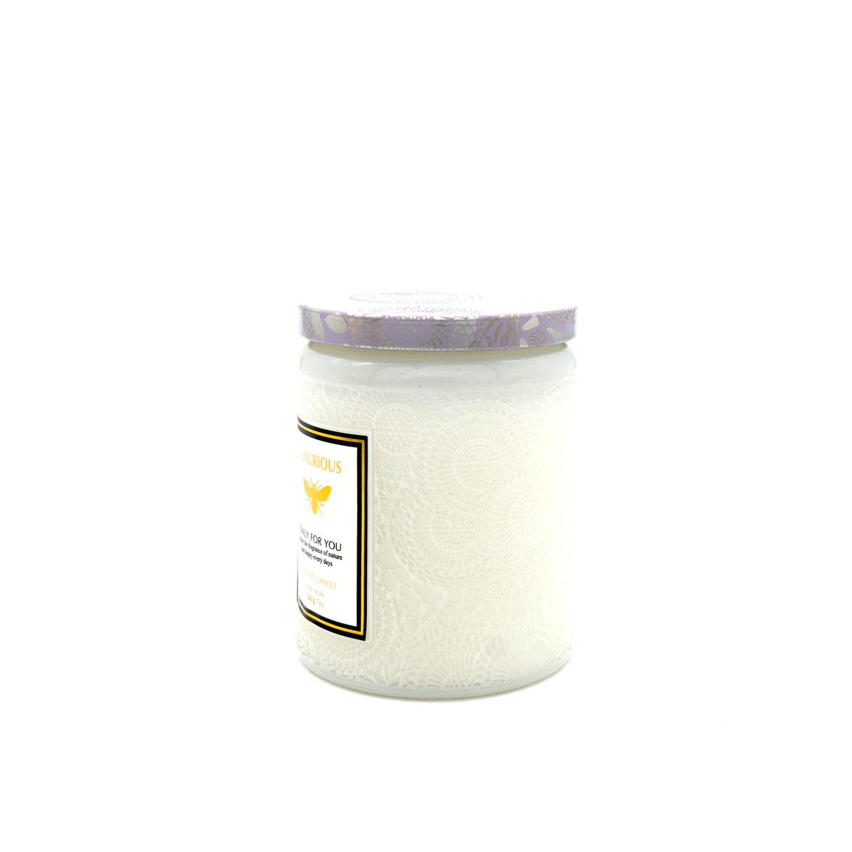 Elegant Embossed Glass Candle with Silk Flower Accents
