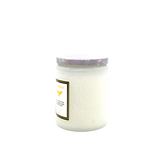 Elegant Embossed Glass Candle with Silk Flower Accents - Side View