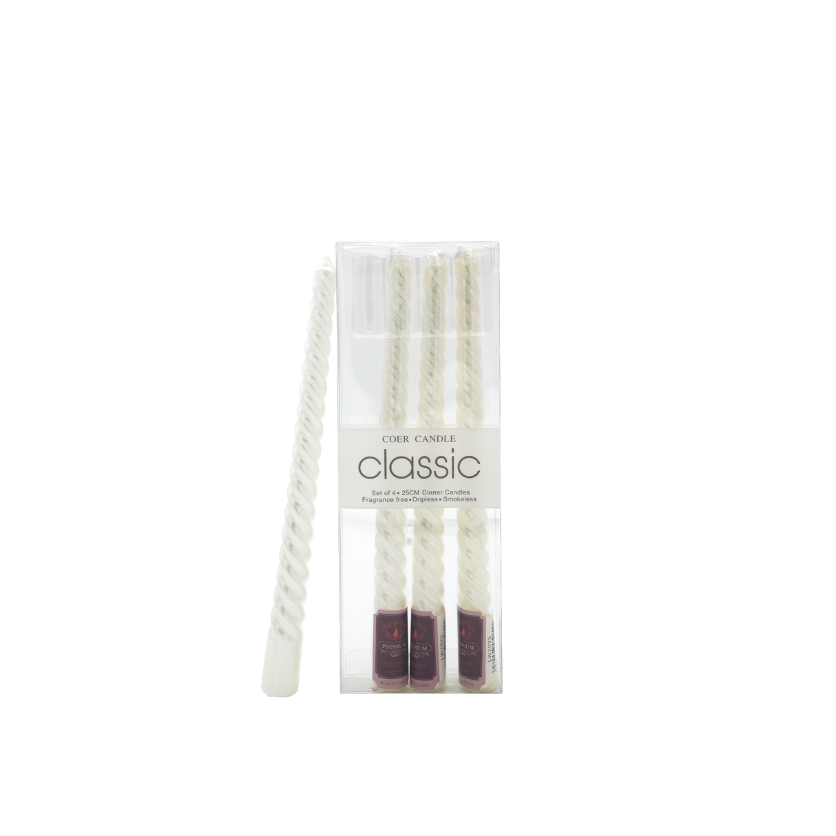 Elegant Pearl White Spiral Candle