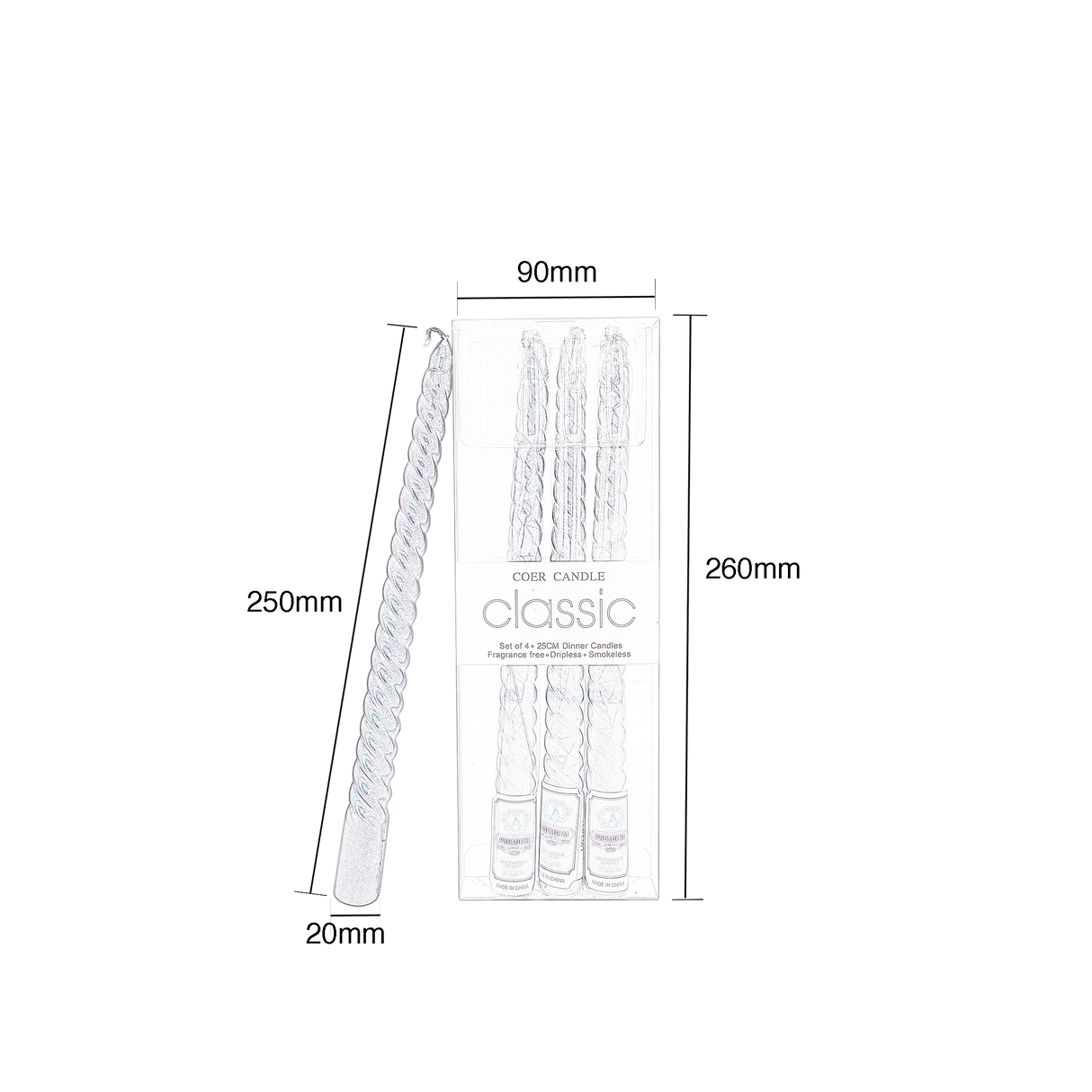Elegant Pearl White Spiral Candle