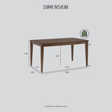ALLEGRO Dining Table + 4x MESI Dining Chair + MESI Bench - 6 Piece Dining Set - Cocoa - Top-Down View