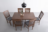 ALLEGRO Dining Table + 6x ASBEL Dining Chair - 7 Piece Dining Set - Cocoa - Front View