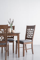 ALLEGRO Dining Table + 6x ASBEL Dining Chair - 7 Piece Dining Set - Cocoa - Top-Down View