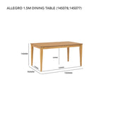 Allergo Dining Table 150cm Timber Dining Table - Natural - Low Angle