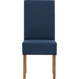 Mesi Dining Chair x2 - Natural Colour Legs Blue Colour Challis Fabric Upholstery - Front View