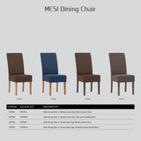 Mesi Dining Chair x2 - Natural Colour Legs Blue Colour Challis Fabric Upholstery - 45-Degree Angle