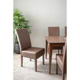 Mesi Dining Chair x2 - Cocoa Legs Mocha Colour Vinyl Upholstery - 45-Degree Angle