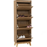 Hirado Tall Shoe Cabinet - Natural - Side View