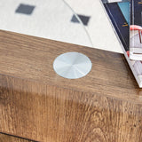'MINORI' Double Layer Clear Tempered Glass Dark Wood Grain Coffee Table - 45-Degree Angle