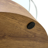 'MINORI' Double Layer Clear Tempered Glass Dark Wood Grain Coffee Table - Rear View