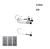 Vike 1/16 oz Round Jig Head with a Size 3/0 Hook Tungsten, 4 pack