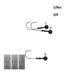 Vike 1/8 oz Round Jig Head with a Size 3/0 Hook Tungsten, 3 pack
