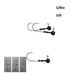 Vike 1/8 oz Round Jig Head with a Size 3/0 Hook Tungsten, 3 pack - Front View