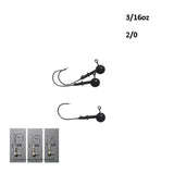Vike 3/16 oz Round Jig Head with a Size 2/0 Hook Tungsten, 3 pack - Front View