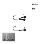 Vike 3/16 oz Round Jig Head with a Size 3/0 Hook Tungsten, 3 pack
