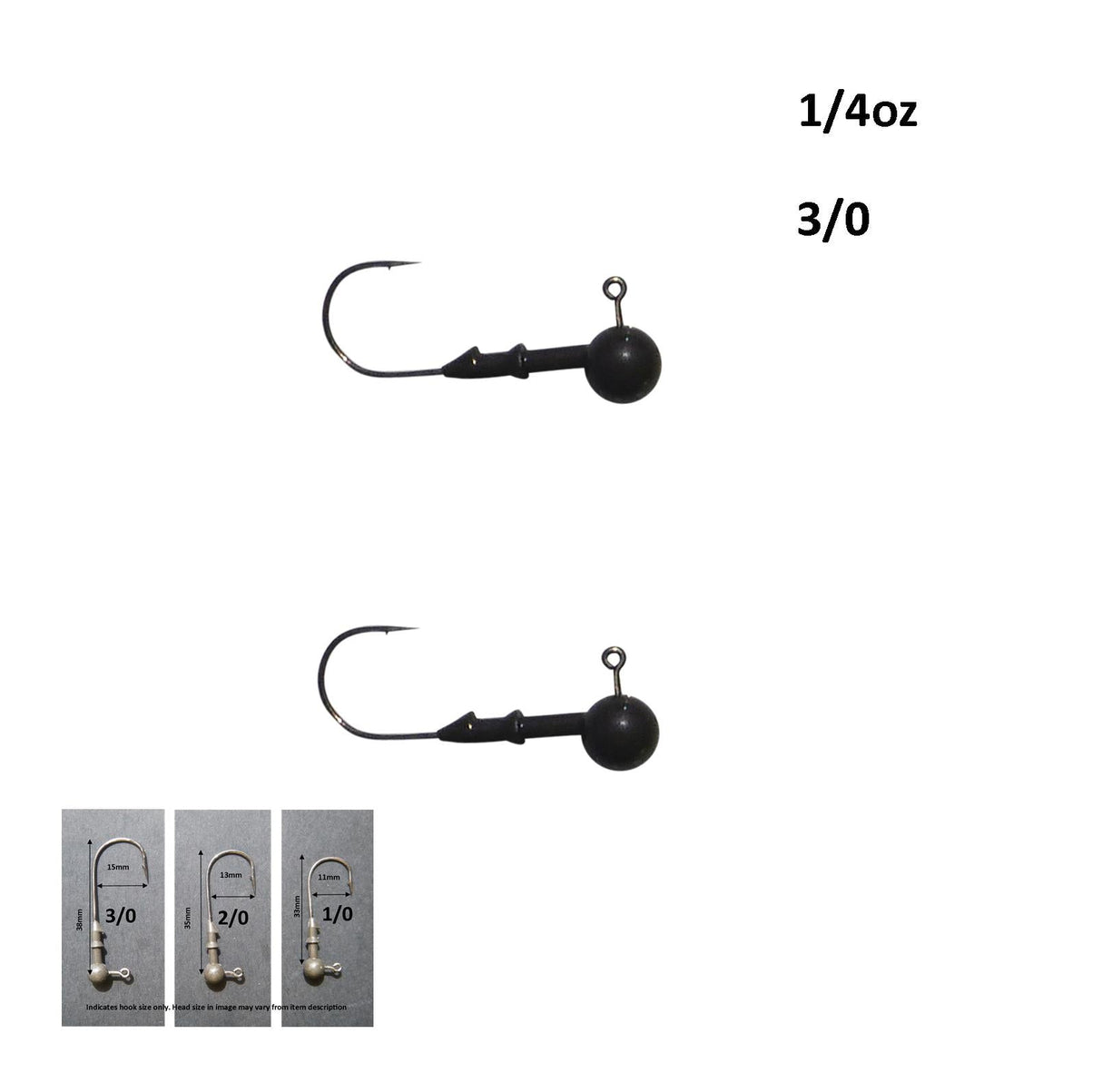 Vike 1/4 oz Round Jig Head with a Size 3/0 Hook Tungsten, 2 pack