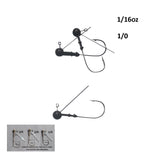 Vike 1/16 oz Weedless Round Jig Head with a Size 1/0 Hook Tungsten, 4 pack - Front View